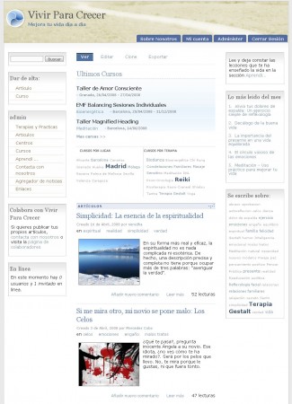 Vivir Para Crecer - Web page en Drupal