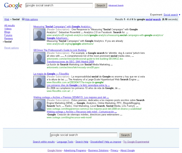 google-social-search Resultados Google Social Search