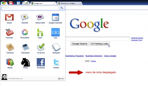 Chrome OS 2 El botón de inicio en Chrome OS