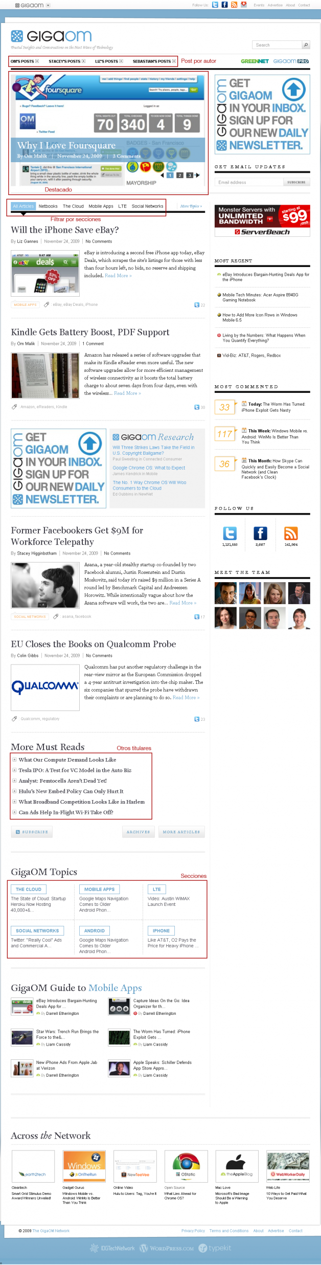 La nueva home de GigaOM