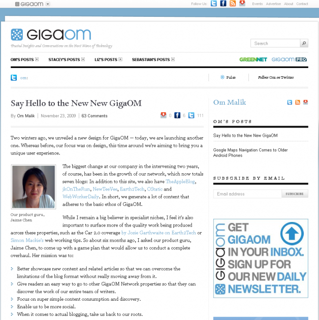 El nuevo diseño de GigaOM