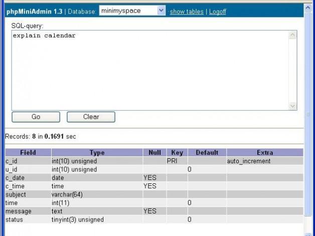 Catpura de pantalla de phpMiniAdmin